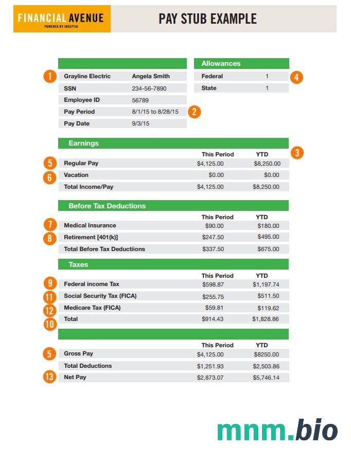 financial avenue pay stub Word and PDF template